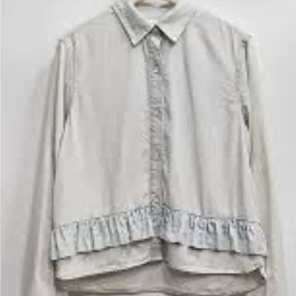 Club Monaco Jackets & Blazers - Club Monaco Women's Light Denim Ruffle Hem Jacket